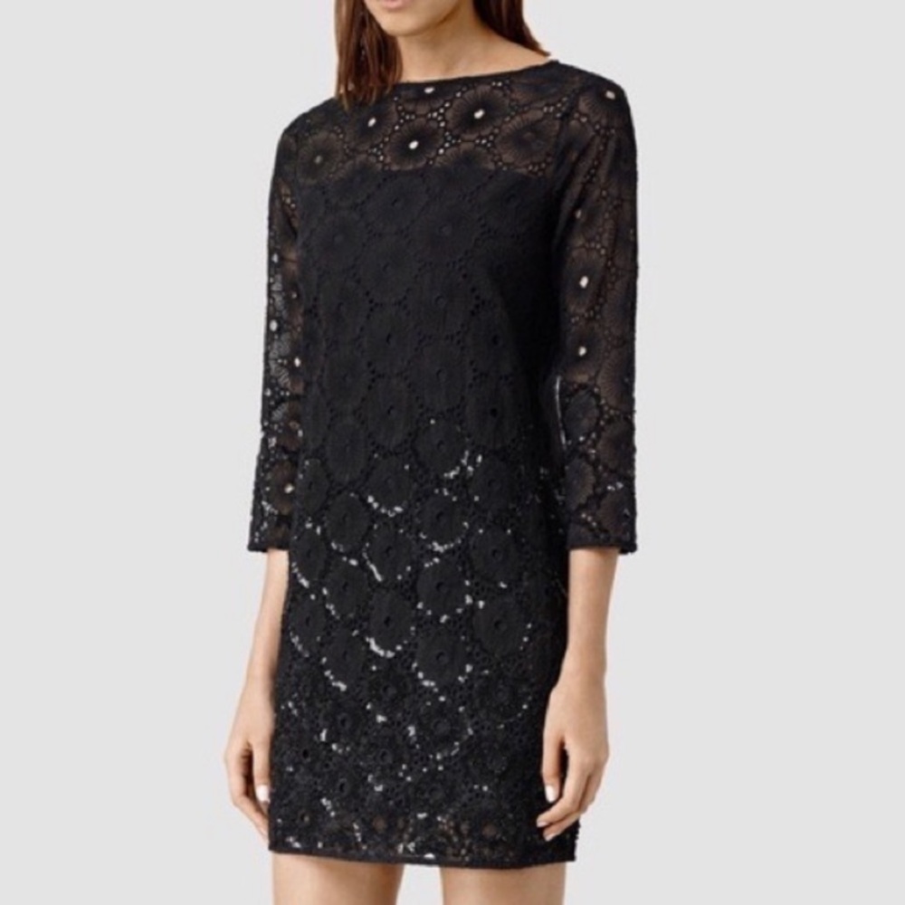 NWT allsaints lilja black sequin lace party cocktail dress size 0